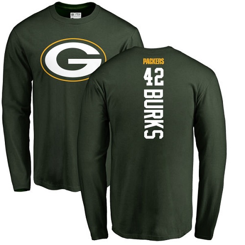 Men Green Bay Packers Green #42 Burks Oren Backer Nike NFL Long Sleeve T Shirt->nfl t-shirts->Sports Accessory